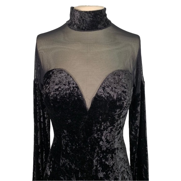 Vintage Betsey & Adam Velvet Illusion Long Sleeve Midi Dress Size S - Picture 5 of 9